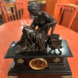 Old Napoleon III clock with bronze statuette