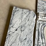 Pompadour fireplace in Louis XV style from around 1880 in blue floral marble.