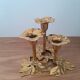 Brass candle holder three flowers