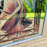 Mirror screen-printed after Mucha "Evening Reverie"
