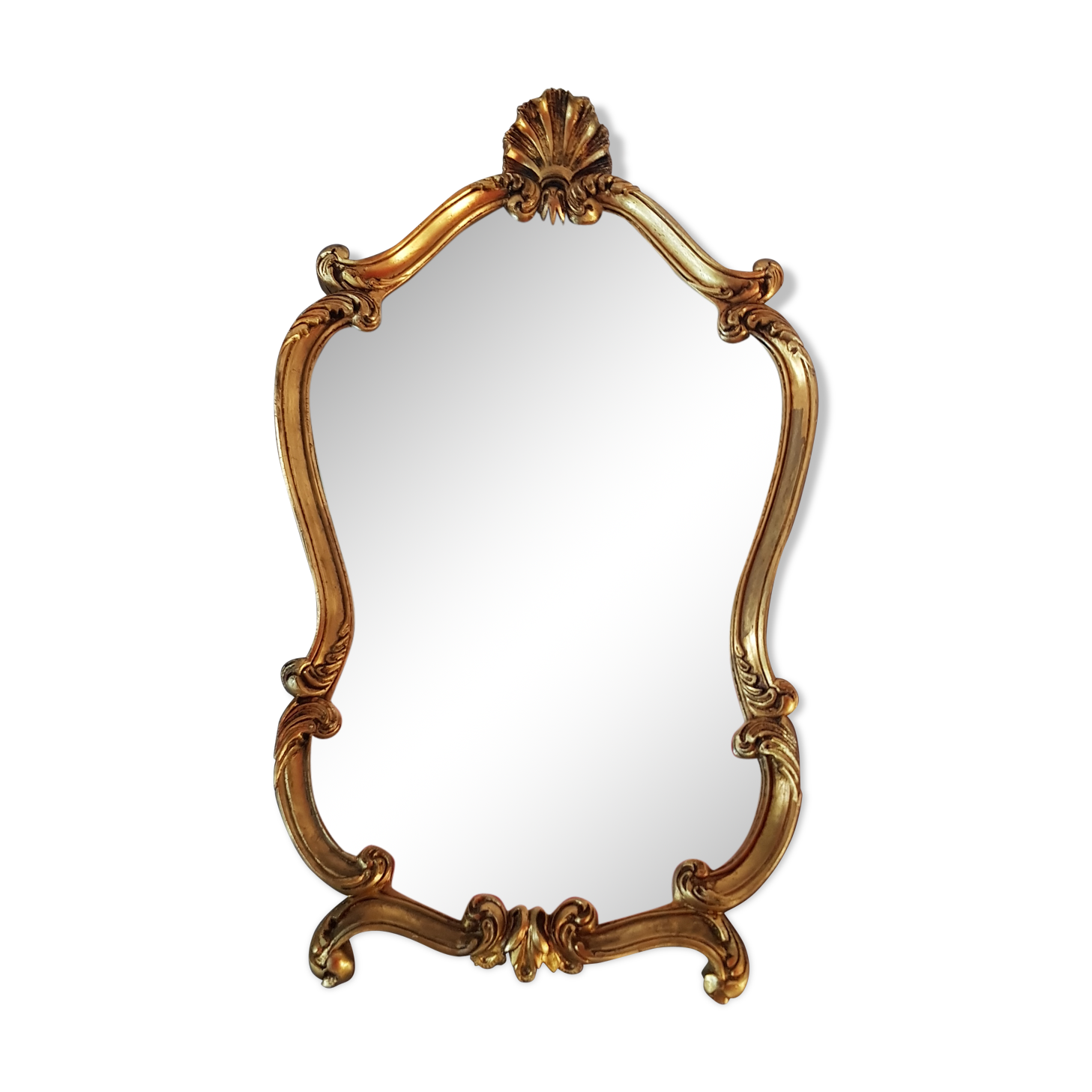 Miroir style baroque doré a la feuille d'or 45x78cm