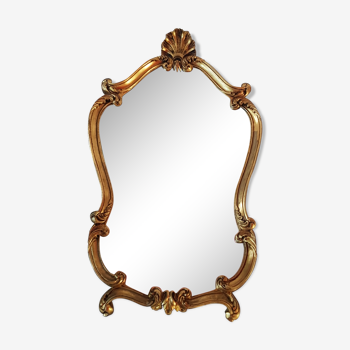 Miroir style baroque doré a la feuille d'or 45x78cm