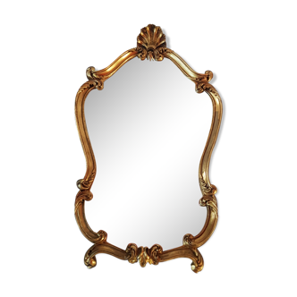 Golden baroque style mirror has gold leaf 45x78cm