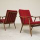 Pair of burgundy boomerang armchairs Antonin Suman Ton Bystrice (Thonet)