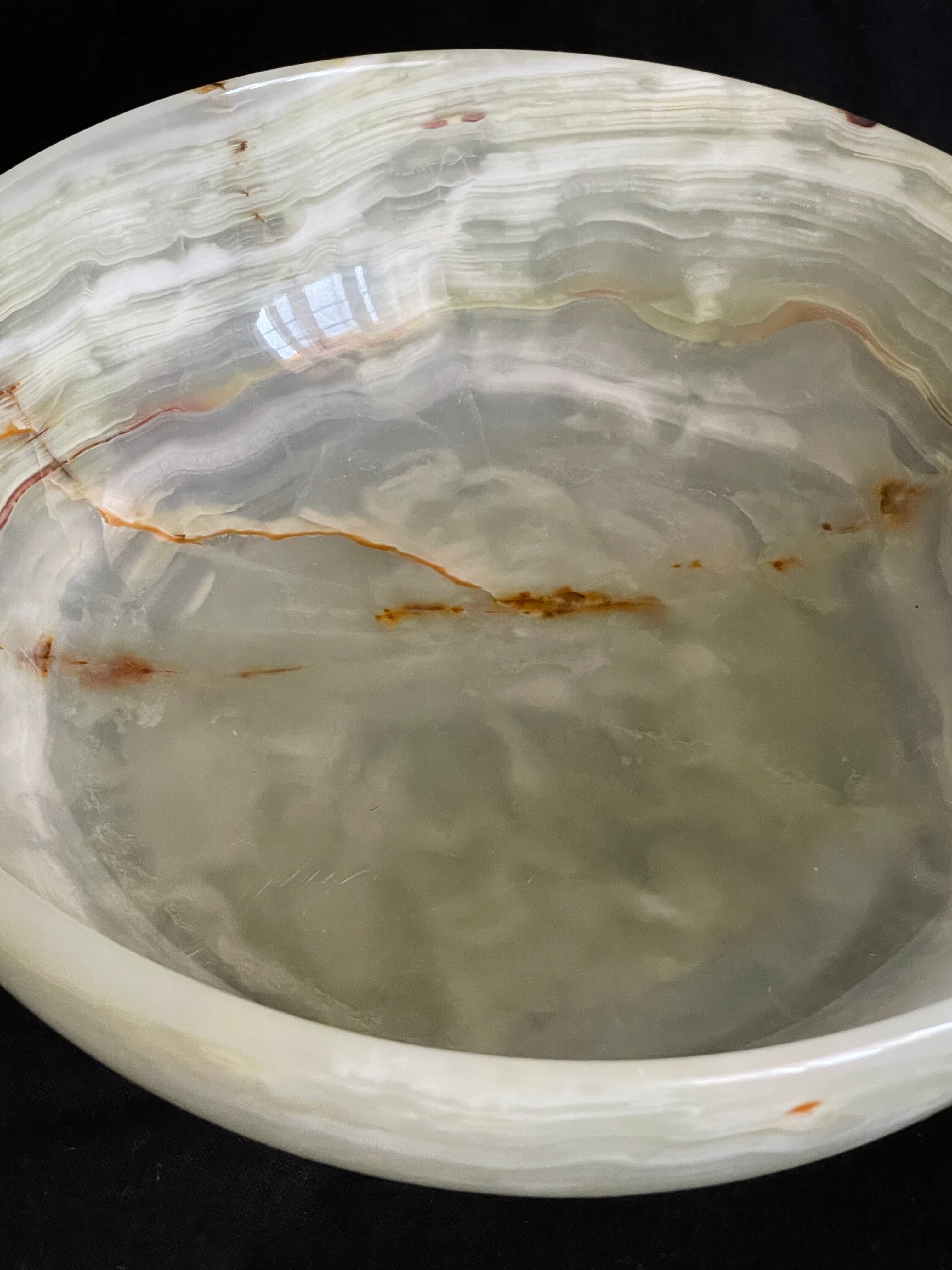 Large vintage hand-carved onyx bowl