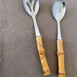 Salad servers with bamboo handles