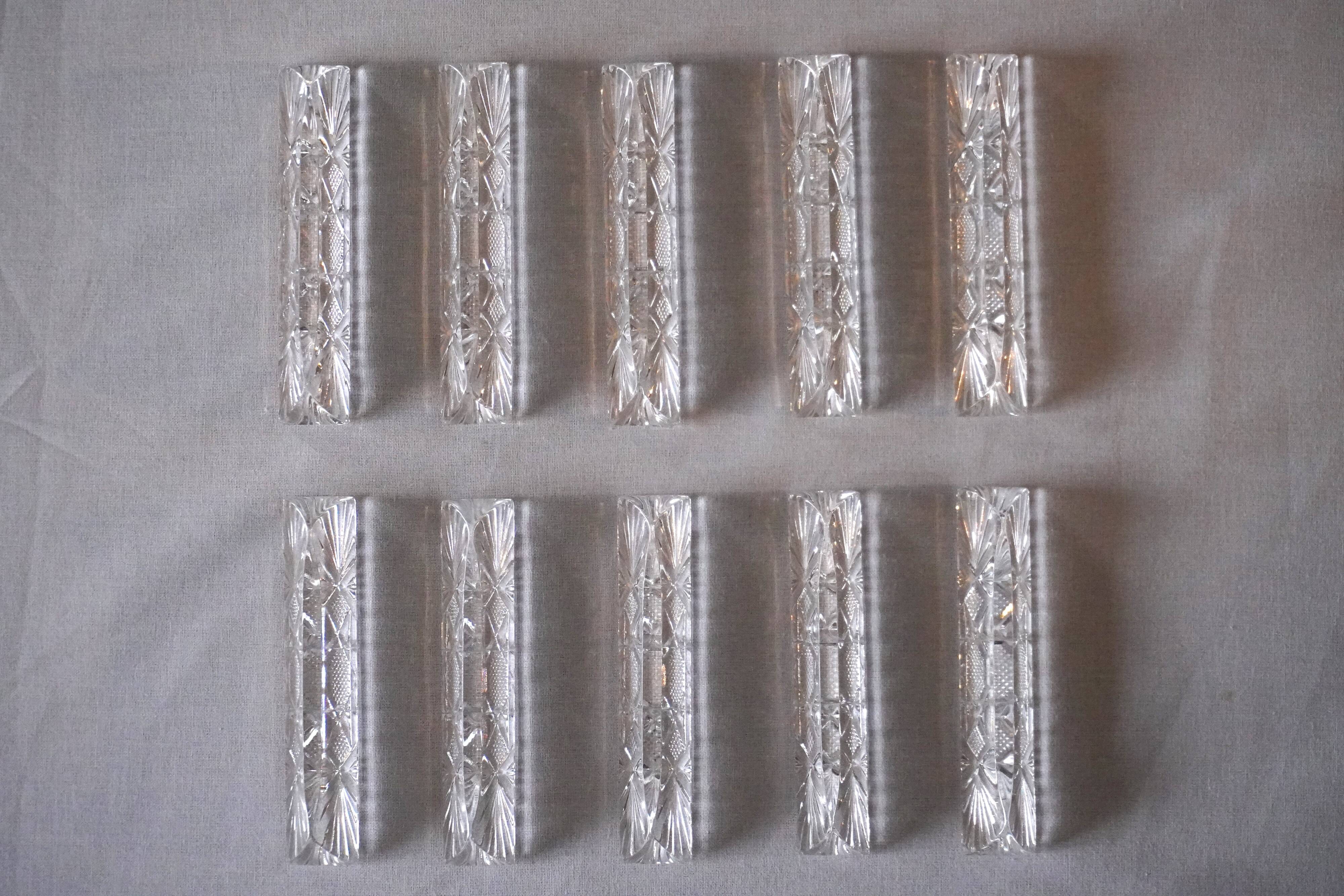 Set of 10 crystal knife rests