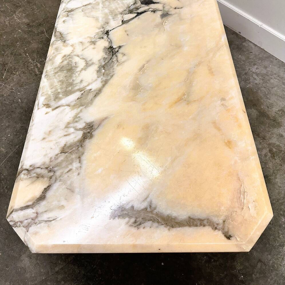 Vintage pink and gray marble coffee table, Italy. 1980s