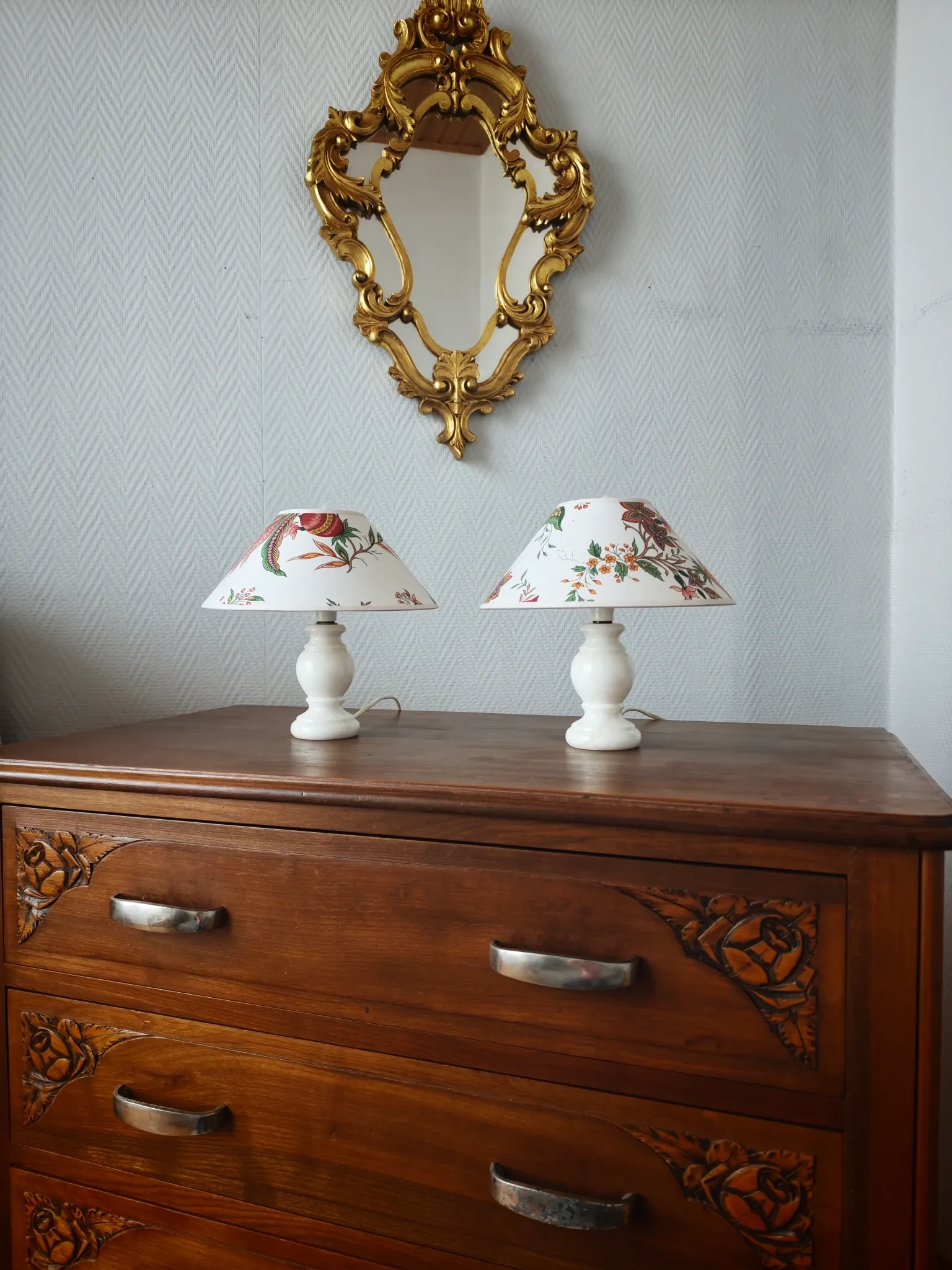 Pair of vintage alabaster lamps