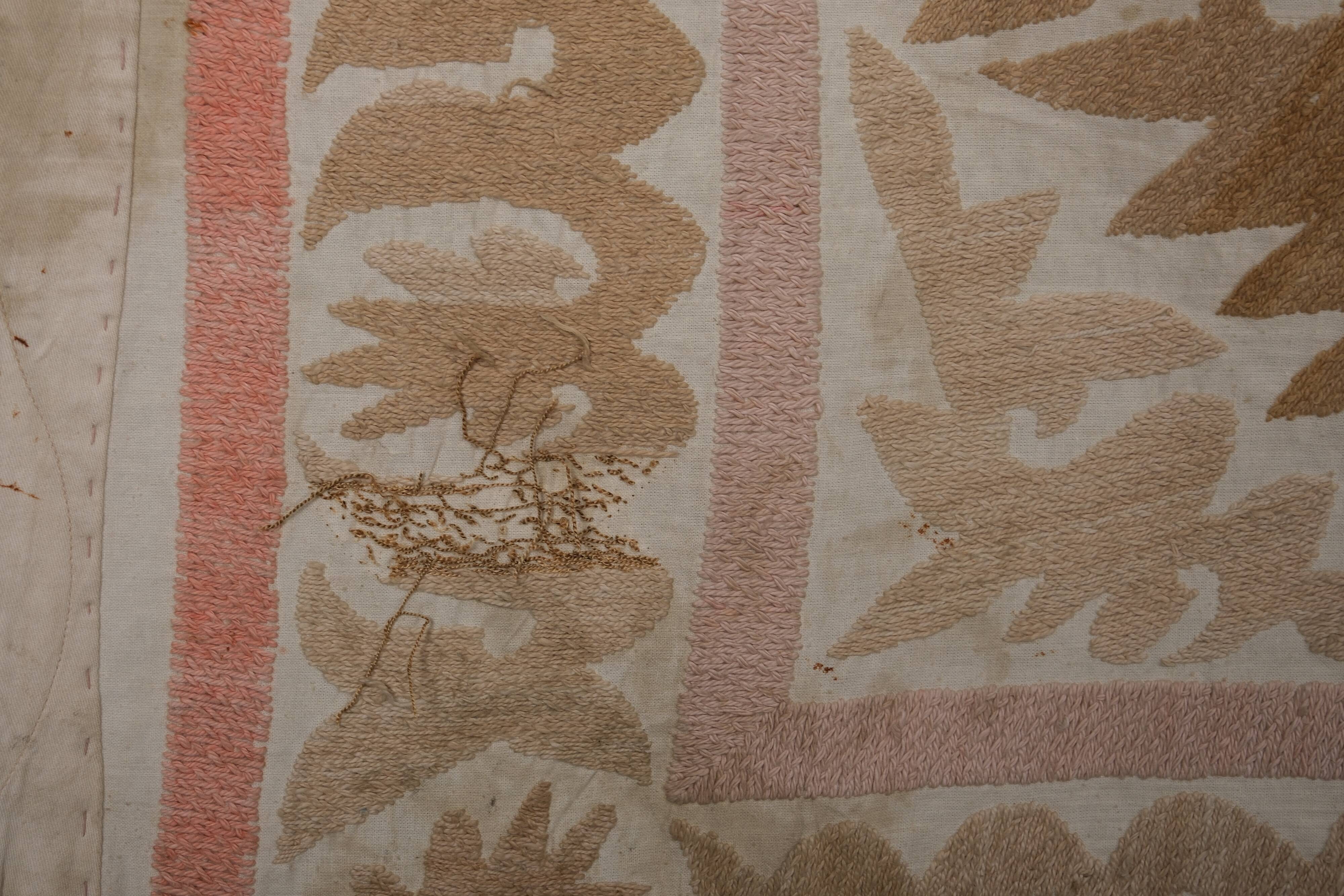 Hand knotted rug, vintage turkish rug 124x124 cm
