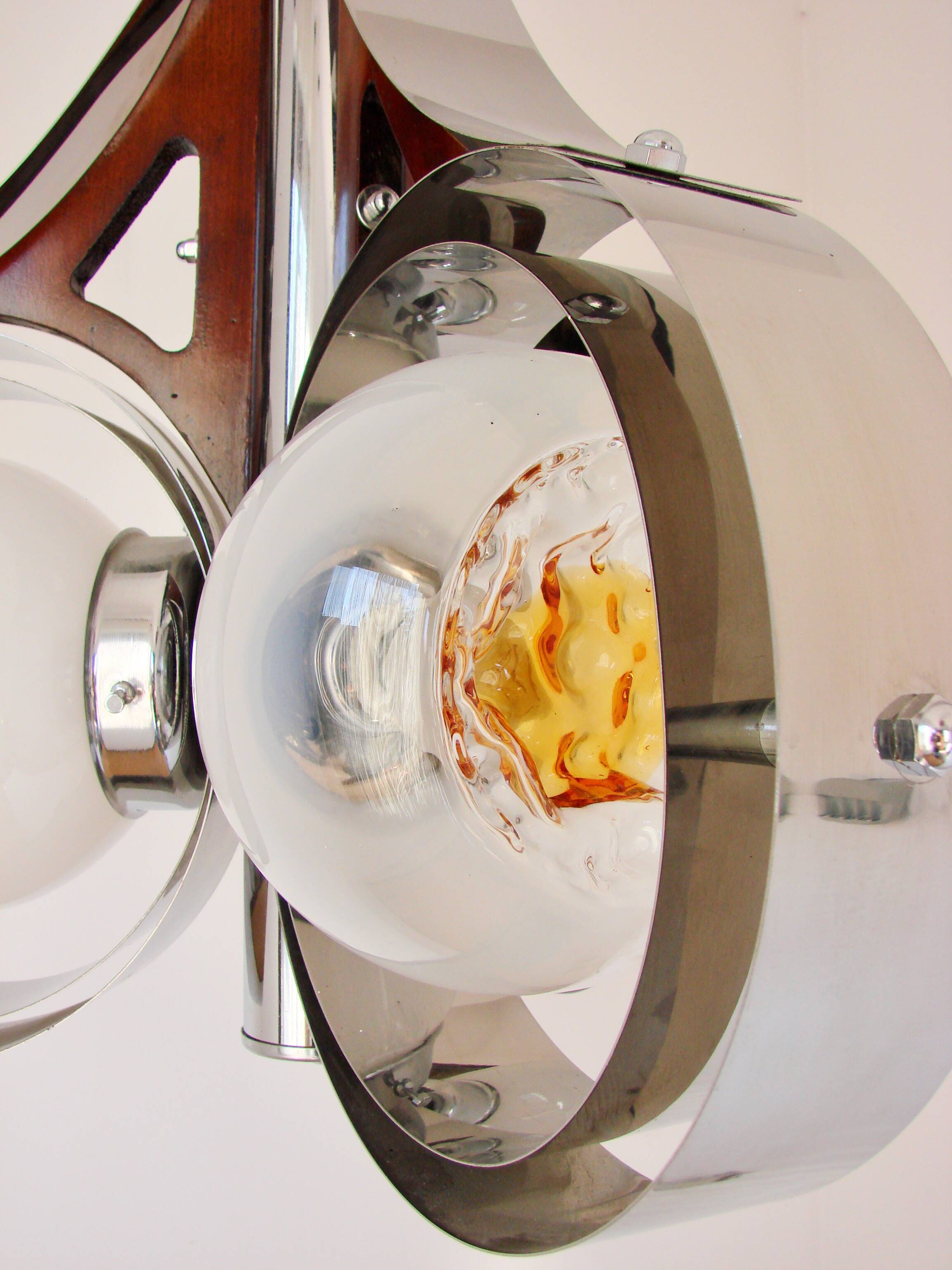 Mazzega Murano pendant lamp, Italy, 1970s – chrome and art glass