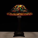 Tiffany style stained Glass Dragonfly Table lamp 1980s