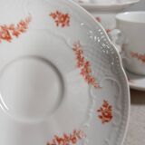 6 flowery white Bavarian porcelain cups & saucers, Seltmann Weiden 1950