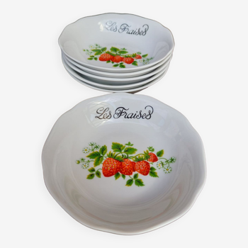 Set of porcelain strawberry plates