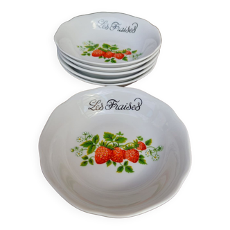 Set d'assiettes à fraises en porcelaine