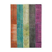 Tapis patchwork multicolore vintage 205 cm x 290 cm fait à la main anatolian vintage