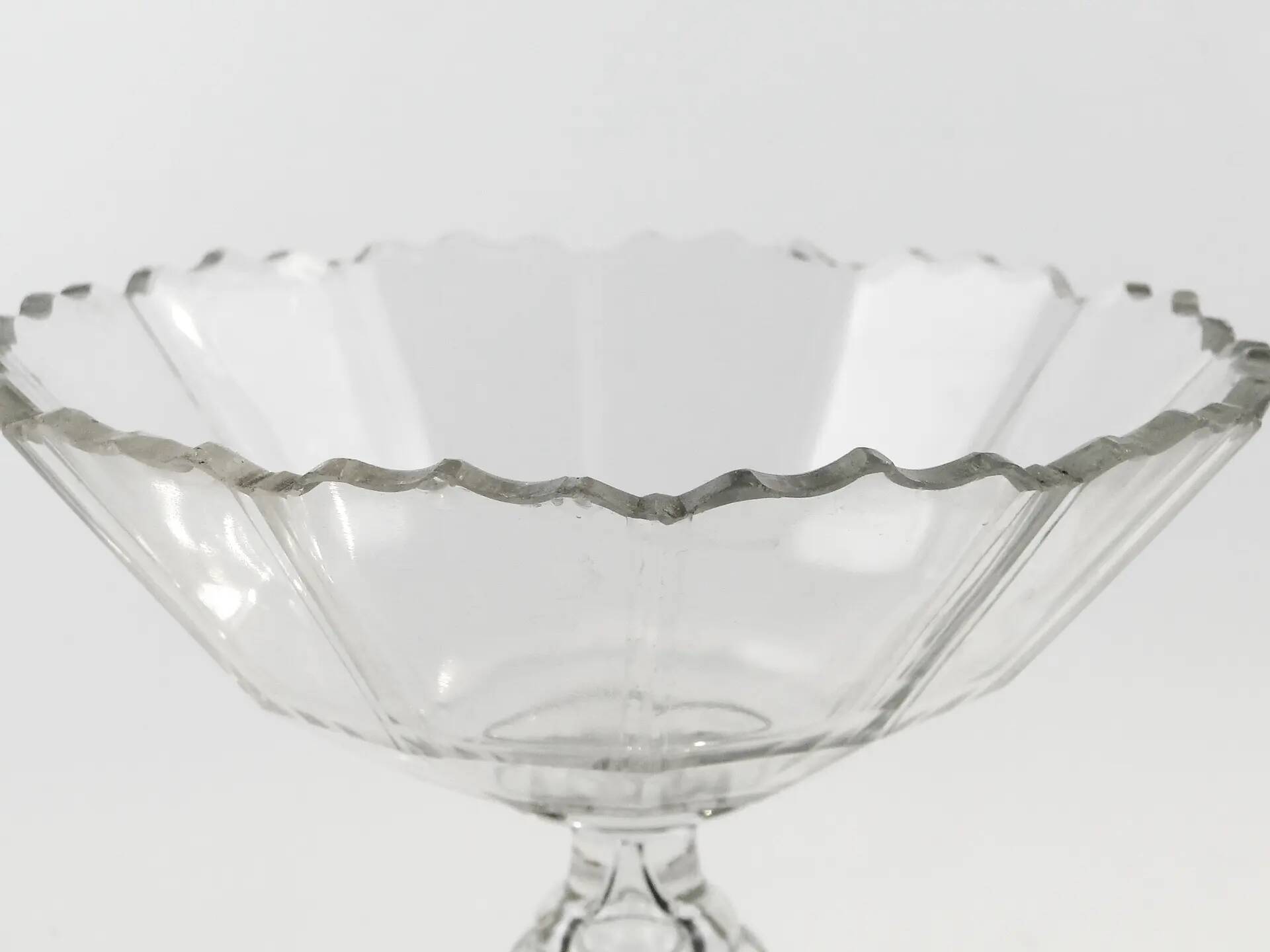 Biedermeier fruit bowl, transparent crystal, Czechia, 19th century