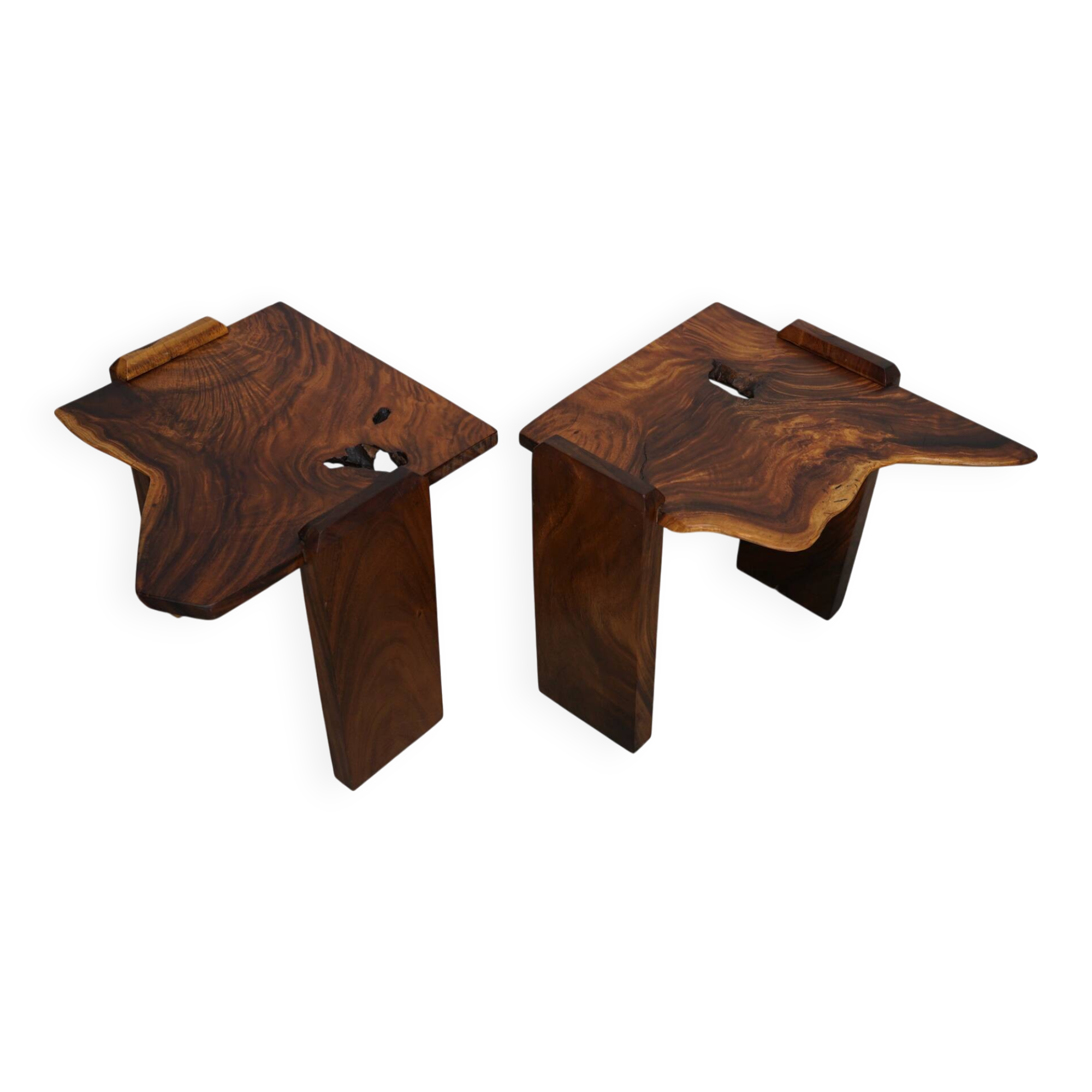 Pair of Vintage Natural Coffee Tables in Walnut, ca 1970/1980