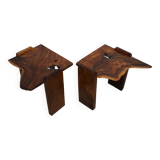 Pair of Vintage Natural Coffee Tables in Walnut, ca 1970/1980