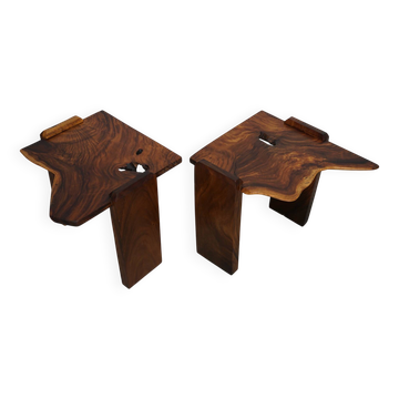 Pair of Vintage Natural Coffee Tables in Walnut, ca 1970/1980