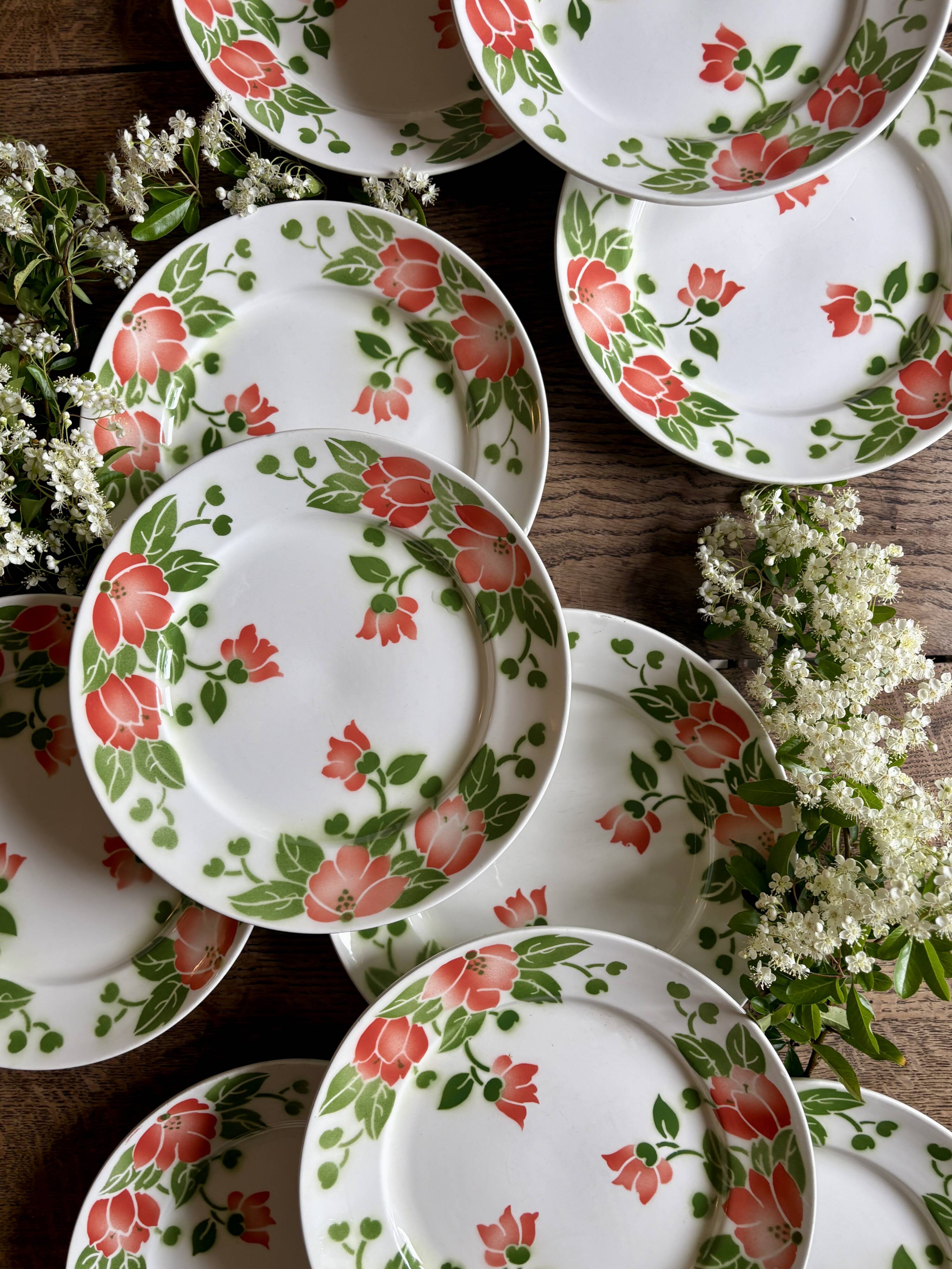Set of 11 vintage flat plates by Eric de Moulin des Loups.