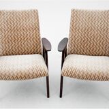 Two beige vintage armchairs, Jaroslav Šmídek for Jitona, Czechoslovakia, 1960s