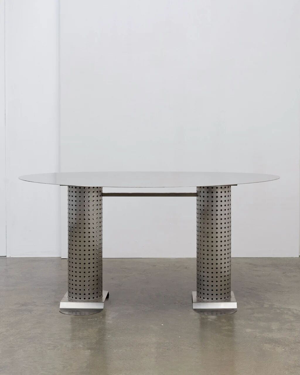 Postmodern stainless steel dining table, c.1980