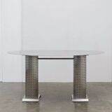 Postmodern stainless steel dining table, c.1980
