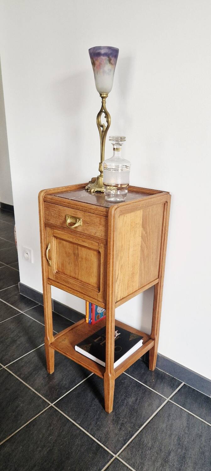 Art Deco style bedside table in solid oak, 1930s