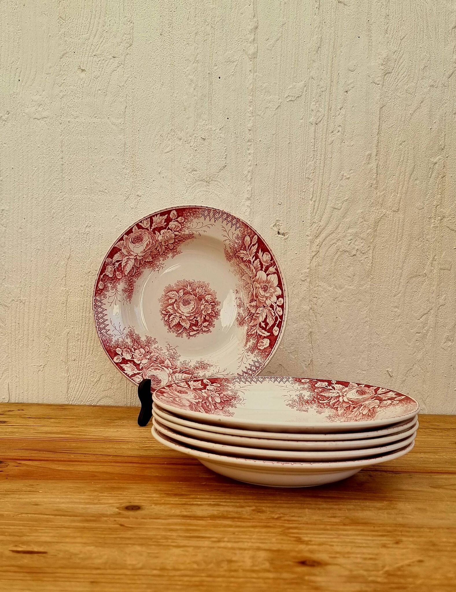 Set of 6 U&C Sarreguemines Jardinière model soup plates