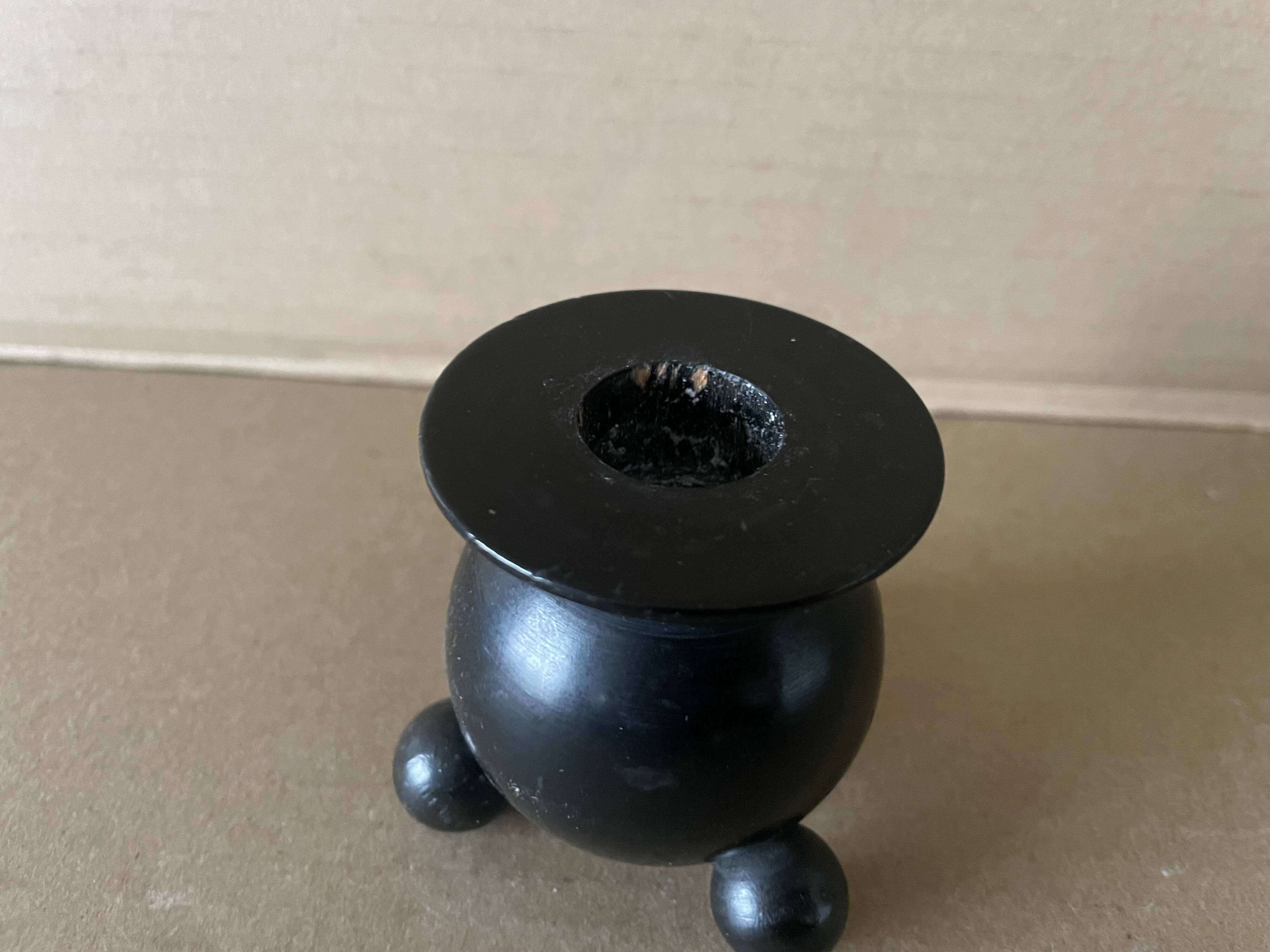 Vintage wooden ball candle holder