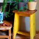 Art-populaire workshop stool in patinated wood