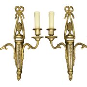 Pair of large wall sconces with bow in Louis XVI style from the 19th century - bronze