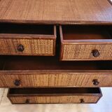 Commodity in rattan 5 drawers