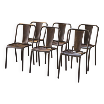 Set of 6 Tolix chairs model T3 by Xavier Pauchard 1950's