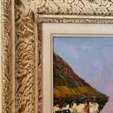 Old painting, view of Montmartre, signed Pierre Lemoine (1920-2006)