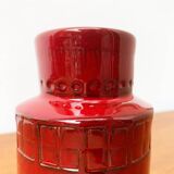 Red pottery vase Rimini Italian from the mid-century by Aldo Londi for Bitossi, 1960s.