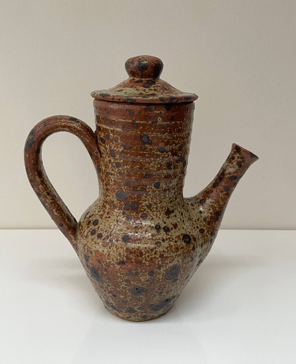 Large pyrite stoneware coffee pot, workshop work, 1970.