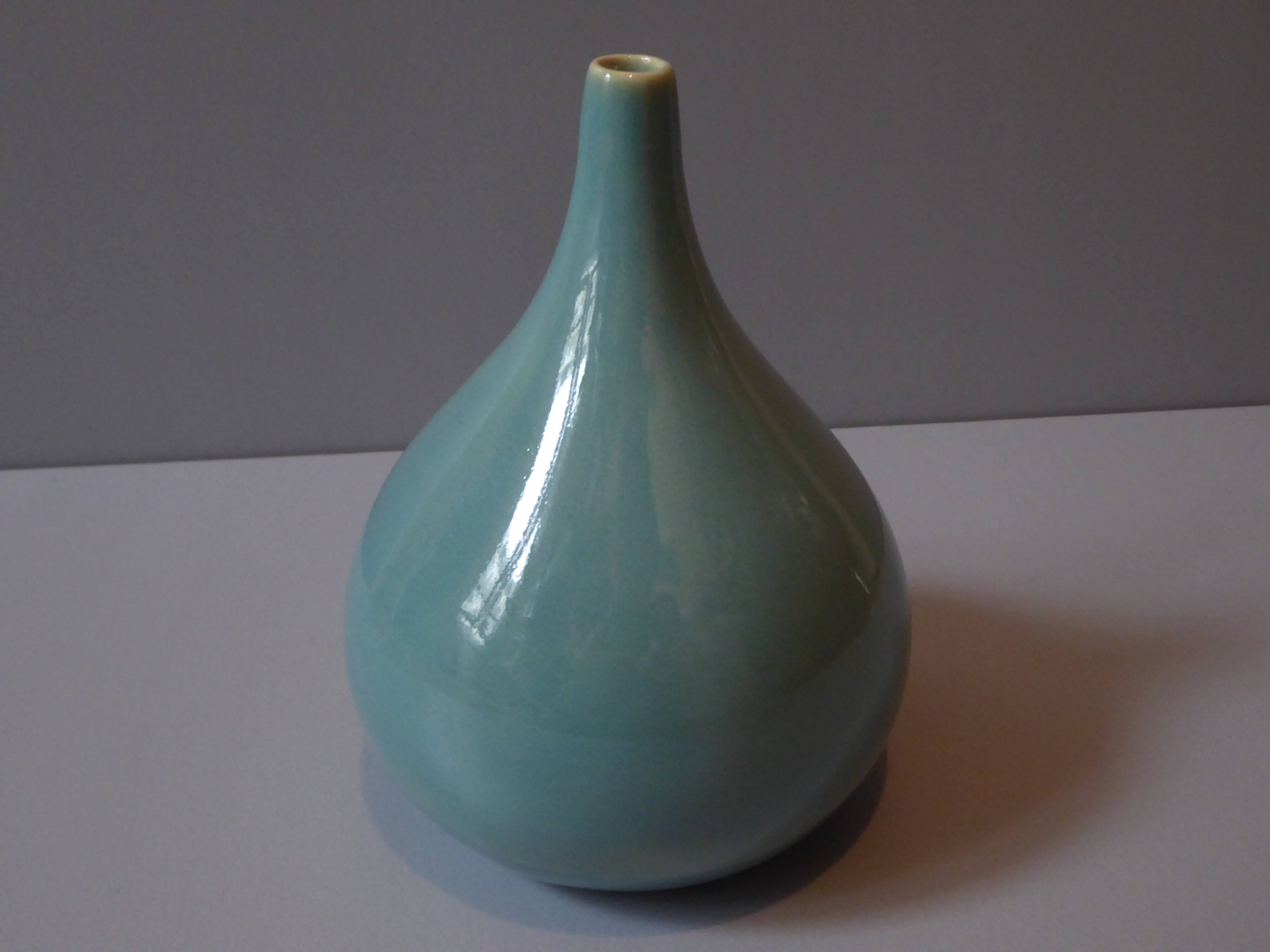 Celadon blue soliflore vase