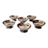 Lot de 6 tasses vintage pour desserts, glaces ou sauces en acier mat de haute qualité datant des ann