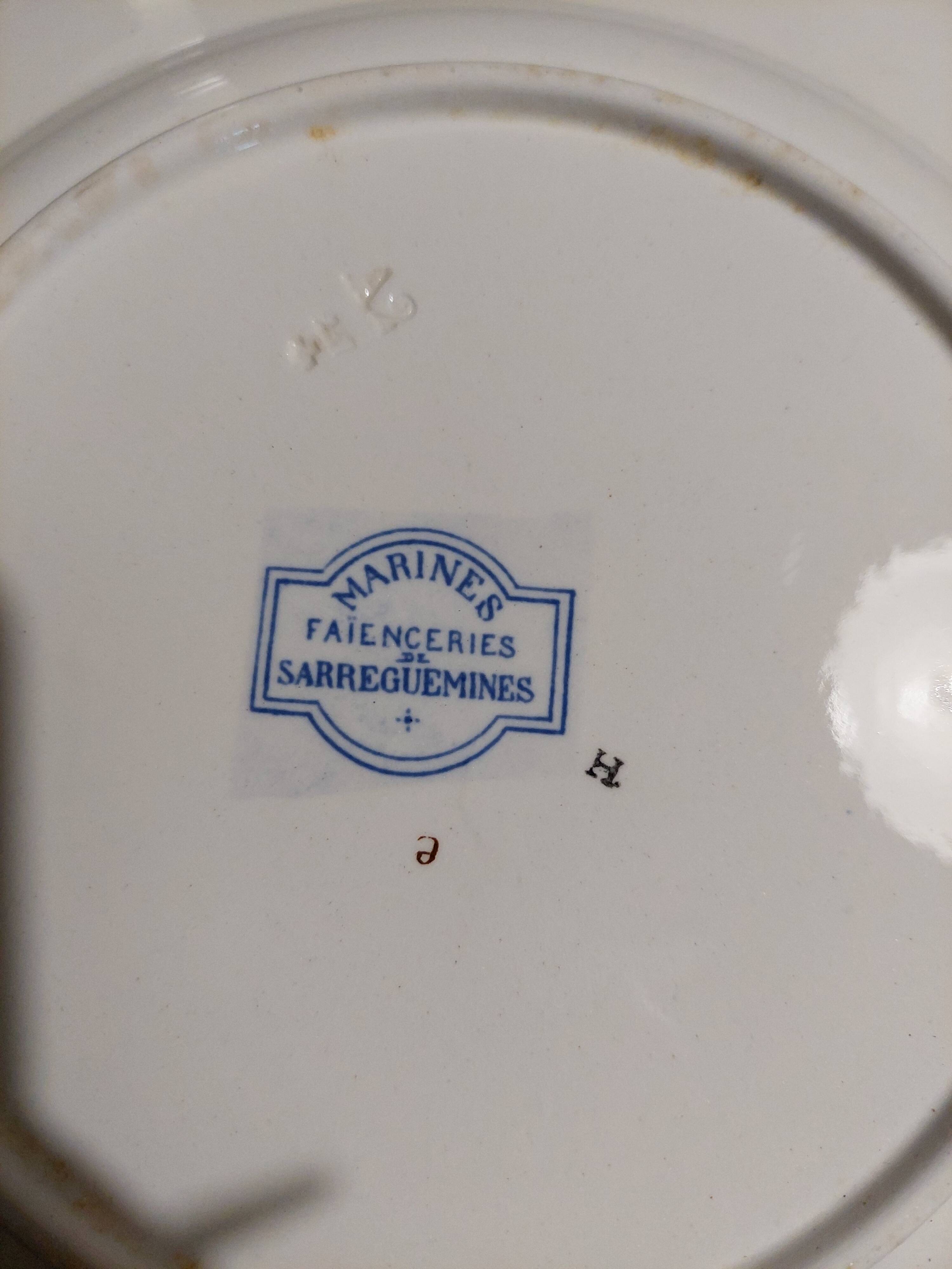 Sarreguemines earthenware plate with Marine decor late 19th century early 20th century