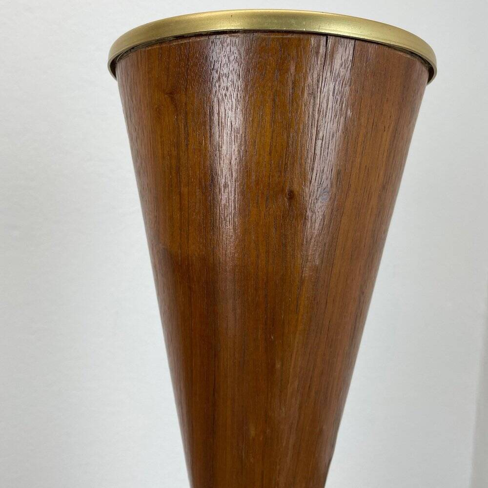 Minimalist diabolo plant stand in metal & walnut, Italy, 1950s