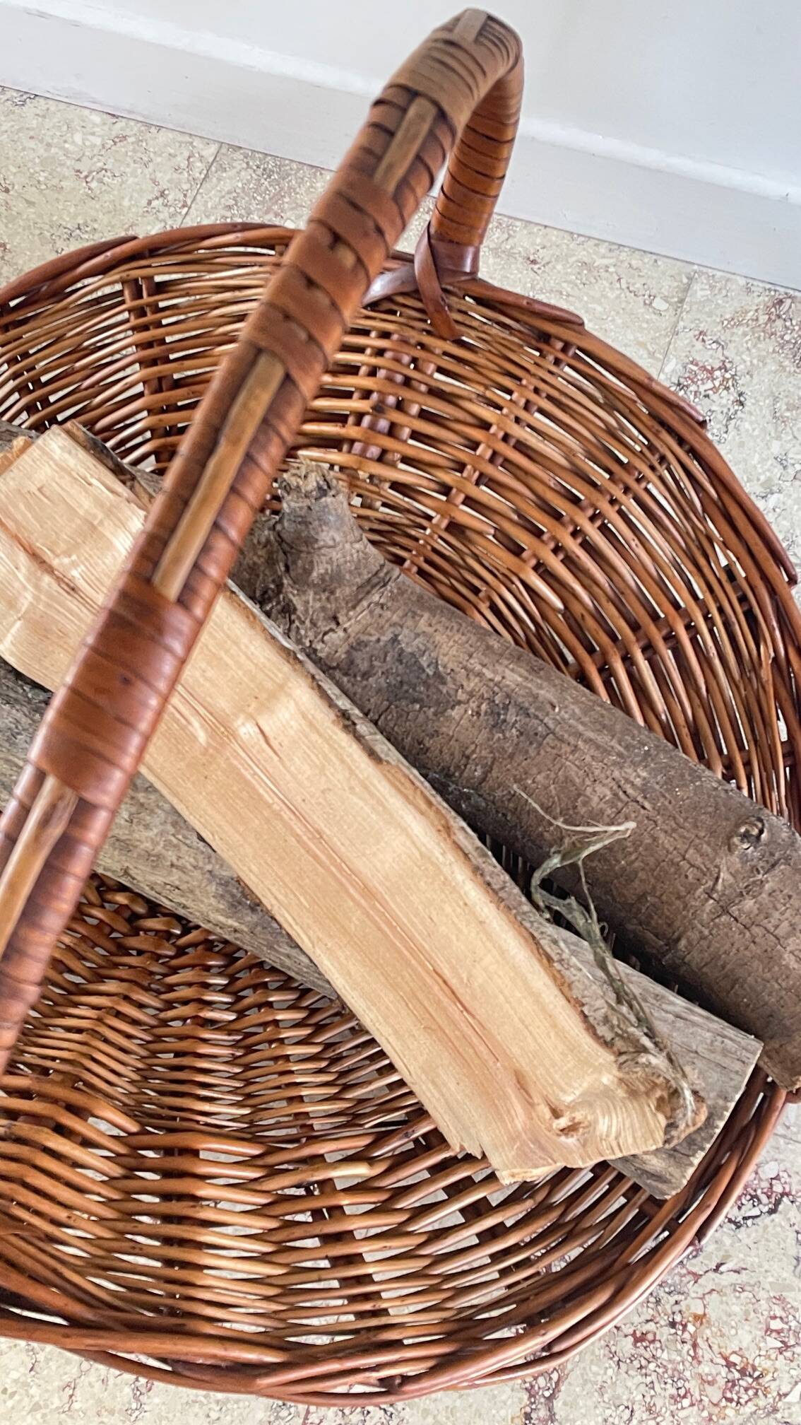Vintage Rattan Log Basket