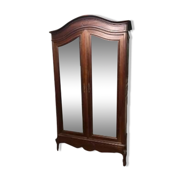 Antique wooden wardrobe, cupboard with mirrors
