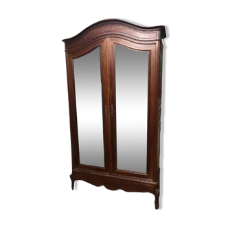 Armoire ancienne en bois, bonnetière avec miroirs