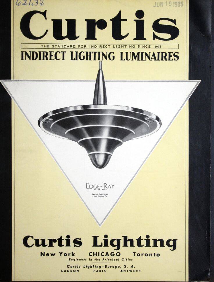 Art deco pendant light in metal, opaline and mercury glass by curtis lighting - 1920s/30s