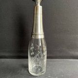 Liqueur carafe in engraved crystal & silver metal