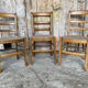 Set of 3 Antique BAUMANN Chairs Wood + Vintage Fabric Cushion Seat