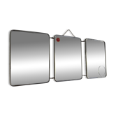 Vintage 1960 triptych barber mirror grenadine magnifying glass - 24 x 59 cm
