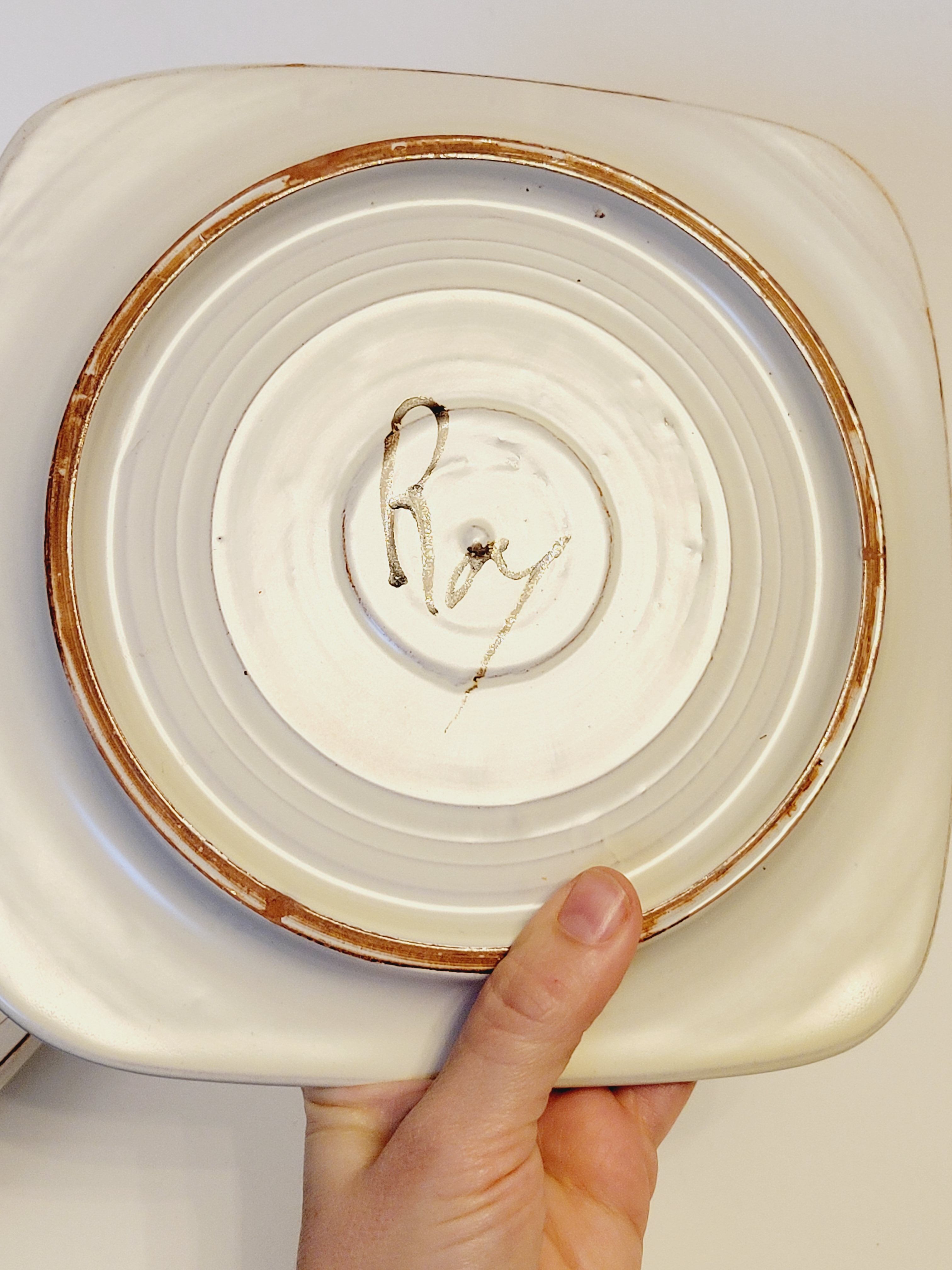 Olivier Roy Vallauris - 4 flat plates in vintage ceramic 1972